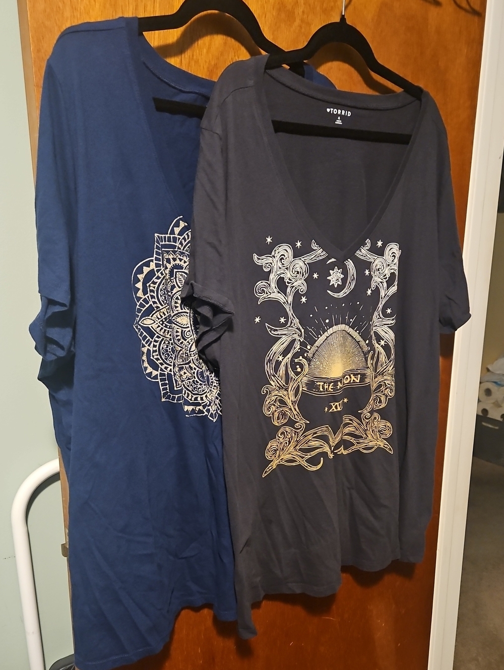 Set Of 2 Torrid Navy Blue and Dark Gray Graphic V‑Neck Tees